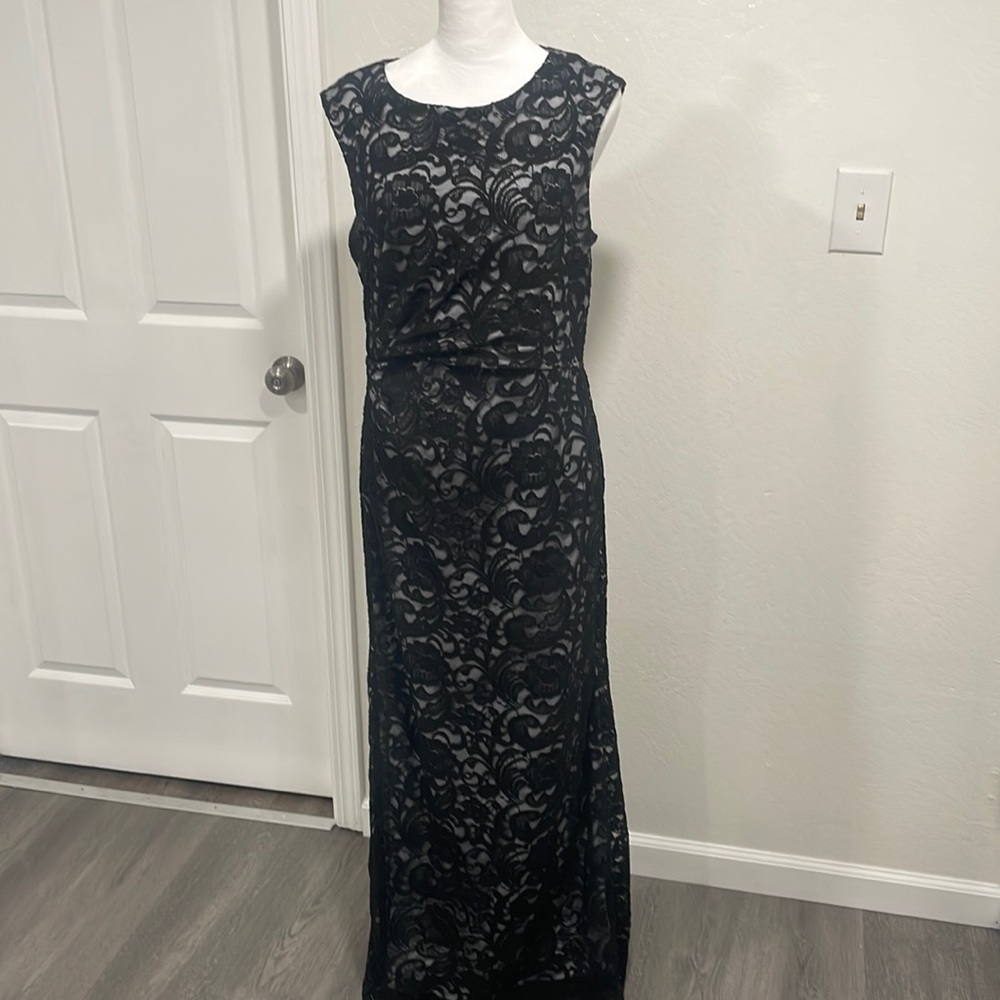 Black and silver lace dress